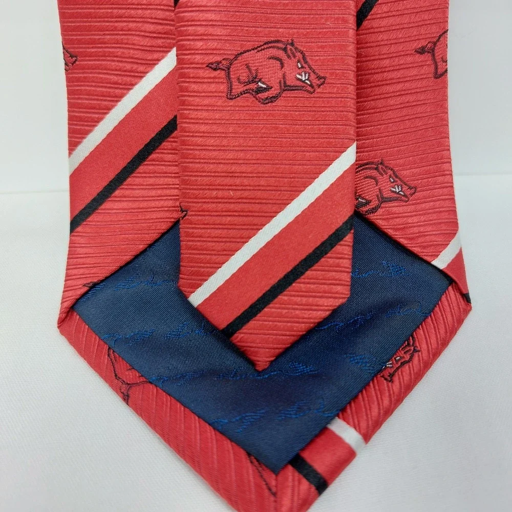Eagles Wings Arkansas Razorbacks‎ Tie Silk Red White Black Striped Necktie